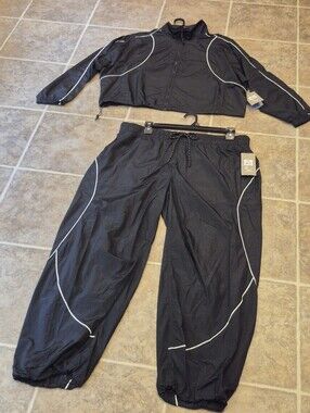 NWT Avia Black Soot Tennis Jacket & Windpants Set Size XXL